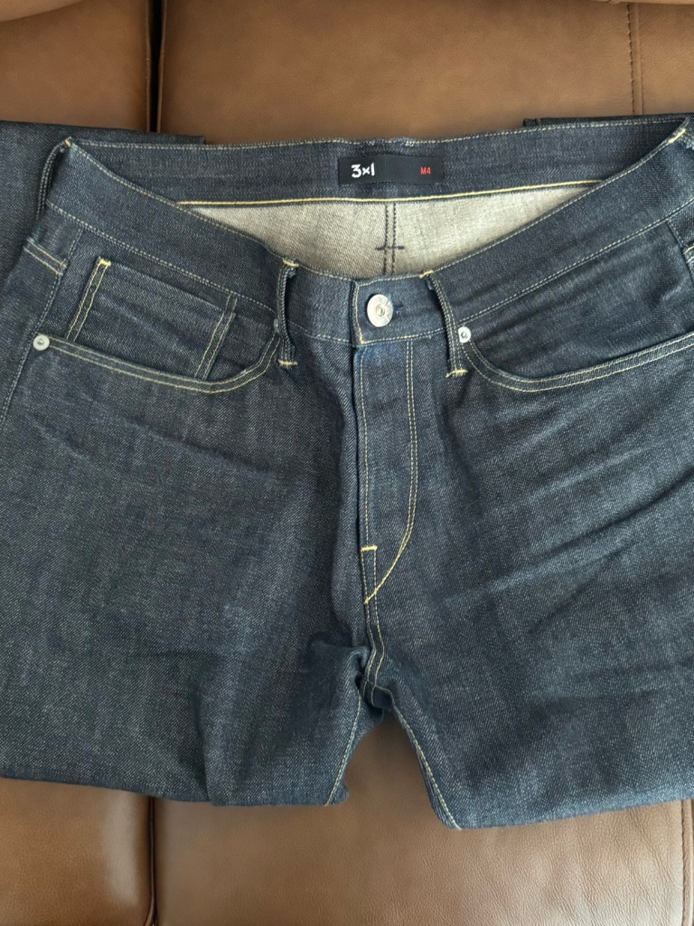 3x1 Men's Dark Indigo Slim Straight Jeans